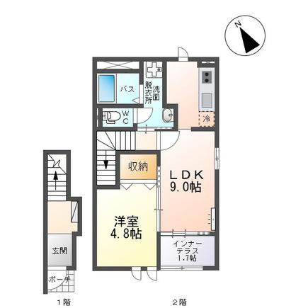 EVER GARDEN(1LDK/2階)の間取り写真
