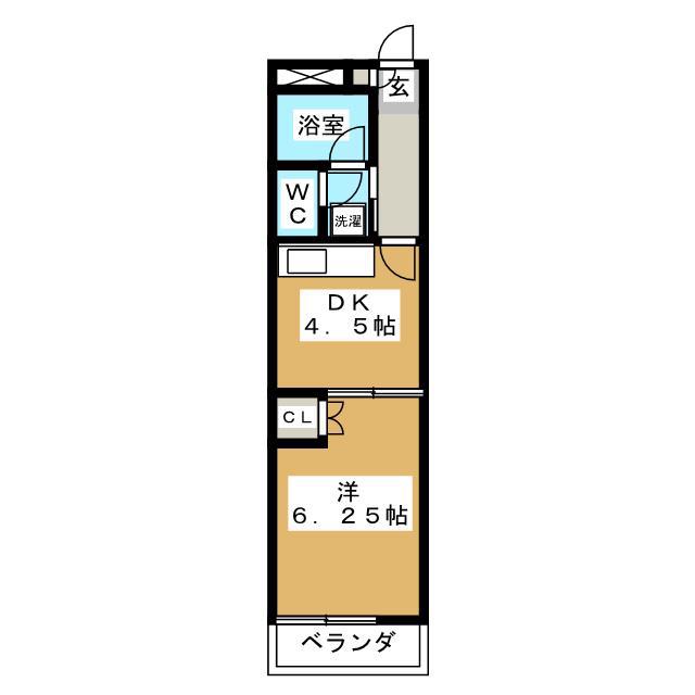 グローバル三井(1DK/3階)の間取り写真