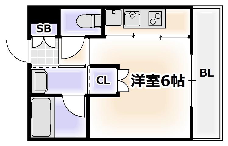 ファイブコート阪南町(ワンルーム/6階)の間取り写真