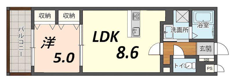 MISTRAL龍野町(1LDK/2階)の間取り写真