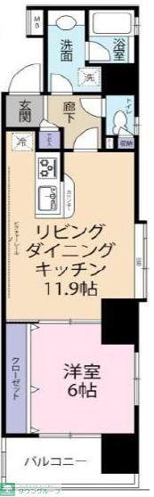 ホームズ武蔵小杉(1LDK/9階)の間取り写真