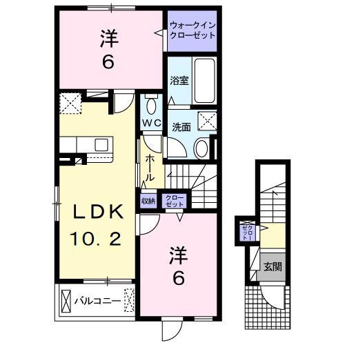 プリムローズ二色 III(2LDK/2階)の間取り写真