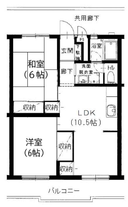 実穂マンション(2LDK/2階)の間取り写真
