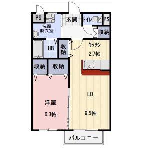 WILLOW SAKU(1LDK/2階)の間取り写真