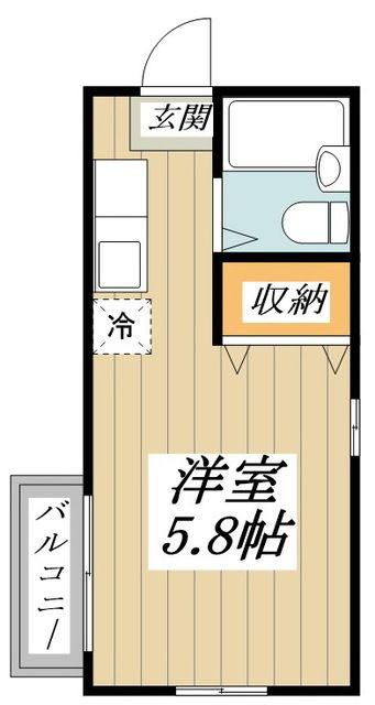 コーポ三愛(ワンルーム/2階)の間取り写真