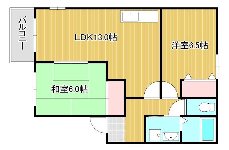 ライトタウンA(2LDK/2階)の間取り写真