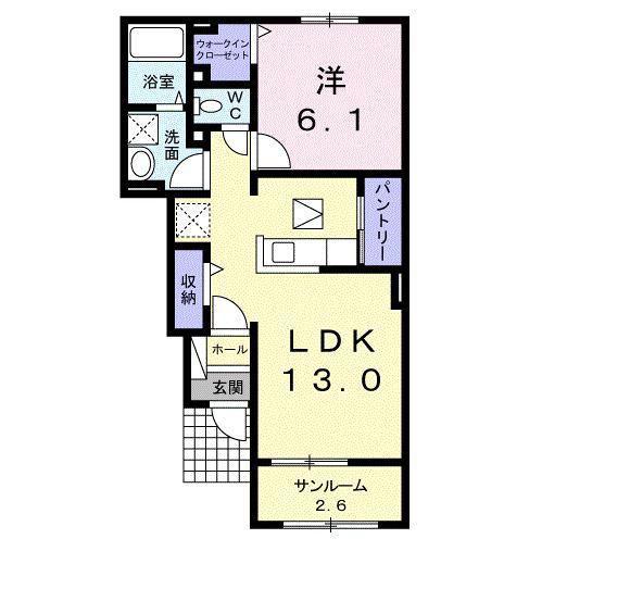 プロムナード アンジュ II(1LDK/1階)の間取り写真
