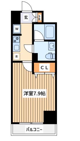 アゼスト川崎2(1K/8階)の間取り写真
