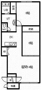 アクアマリンF(2LDK/1階)の間取り写真