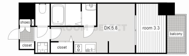 プレサンスジェネ新栄町駅前 葵(1DK/15階)の間取り写真