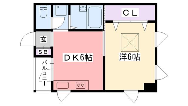 グランドパレス甲子園(1DK/3階)の間取り写真
