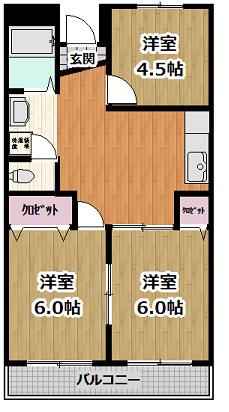 ファミール豊友(3DK/3階)の間取り写真