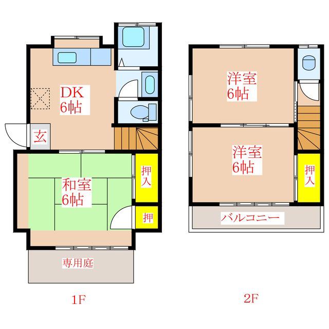 紀の 11・12号棟(3DK/1階)の間取り写真