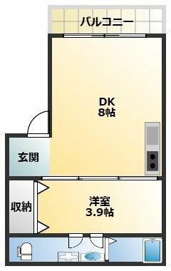 リバーサイド(1DK/2階)の間取り写真