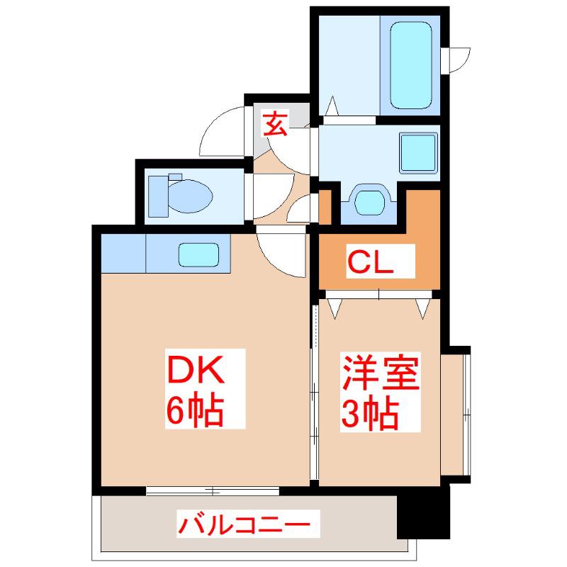 POLARIS(1DK/9階)の間取り写真