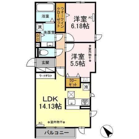 F-GRANDE十軒(2LDK/1階)の間取り写真