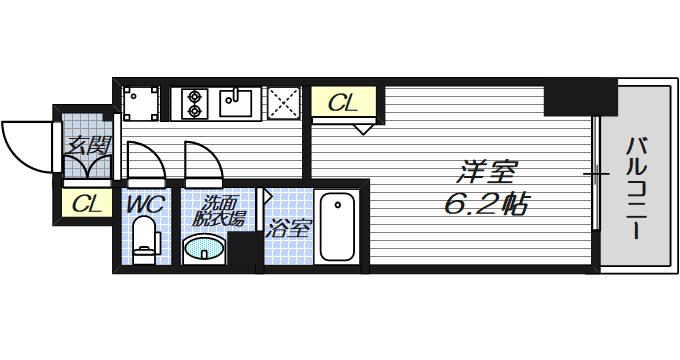 ファステート大阪イーストパーレス(1K/3階)の間取り写真