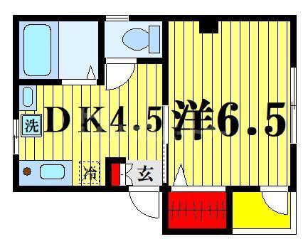 サンハイツ竹の塚(1DK/2階)の間取り写真
