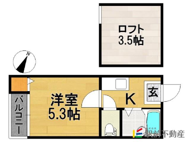 ポラリス山荘通(1K/2階)の間取り写真