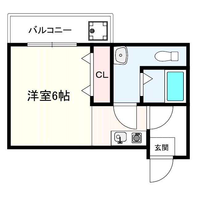 中之町ハイツ(1K/1階)の間取り写真