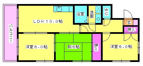 シャトレ冨永II(3LDK/2階)の間取り写真
