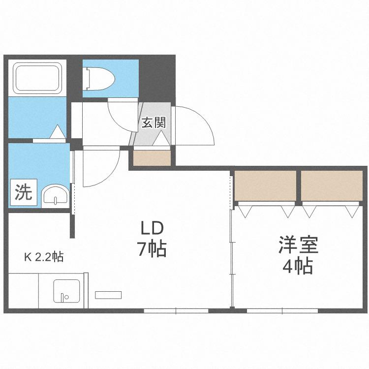 ALPHA山鼻(1LDK/2階)の間取り写真