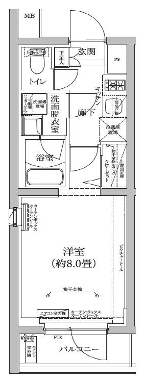 アイルグランデ川口(1K/4階)の間取り写真
