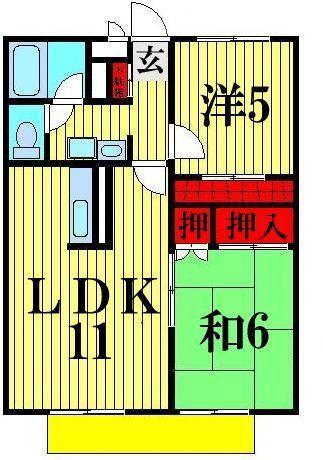 メゾネットプラザ南柏(2LDK/2階)の間取り写真