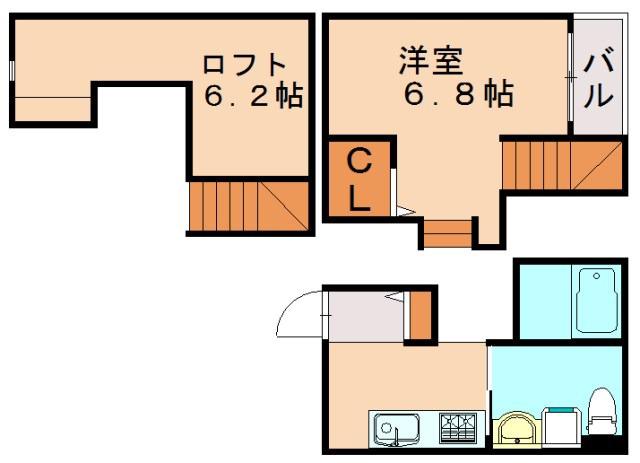 コンフォーティア(ワンルーム/2階)の間取り写真