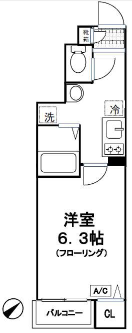 CAZN東中野(1K/1階)の間取り写真