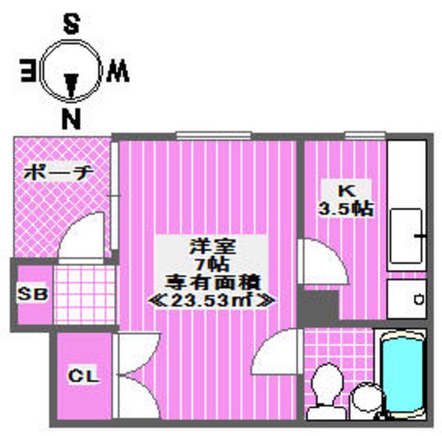 TOWA TWINS(1K/1階)の間取り写真