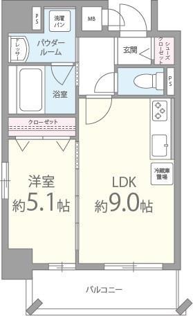 HUIT ARBRE 上町台(1LDK/5階)の間取り写真