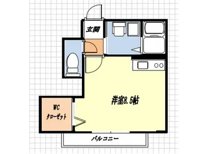 スクエア緑園II(ワンルーム/1階)の間取り写真