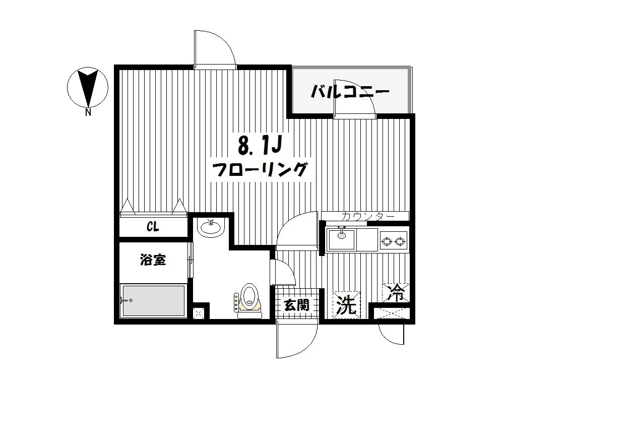 エンブレムAOI(1K/3階)の間取り写真