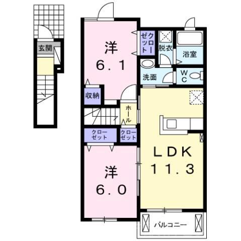 ラピスラズリIII(2LDK/2階)の間取り写真