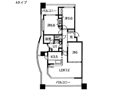 Dクラディア白島(3LDK/9階)の間取り写真