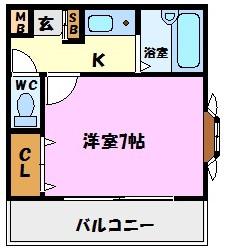 メゾン三松(1K/4階)の間取り写真