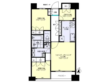 パークハウス新宿若松町(2SLDK/13階)の間取り写真
