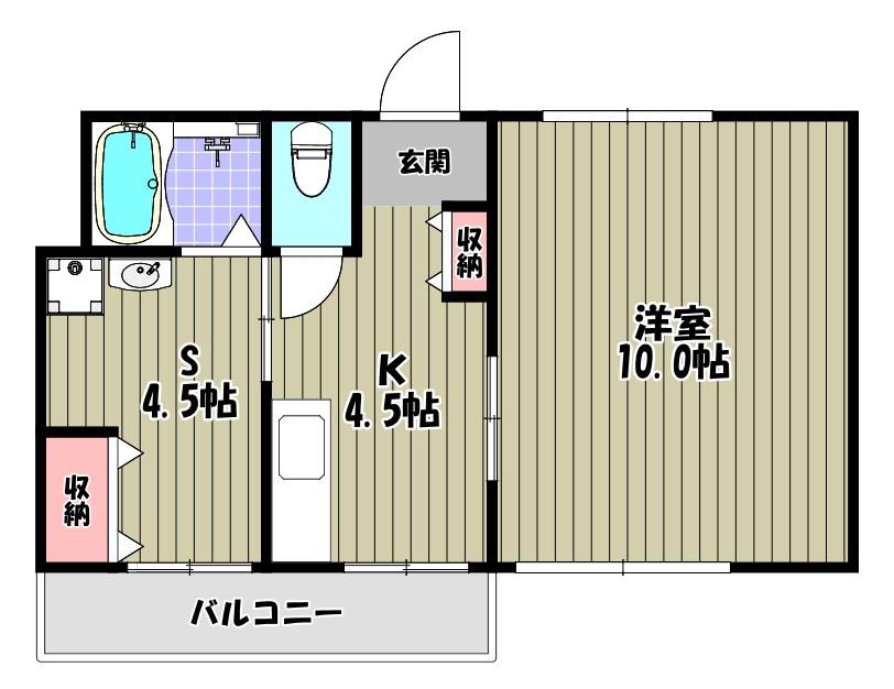 マンションサンライズ壱番館(1SK/1階)の間取り写真
