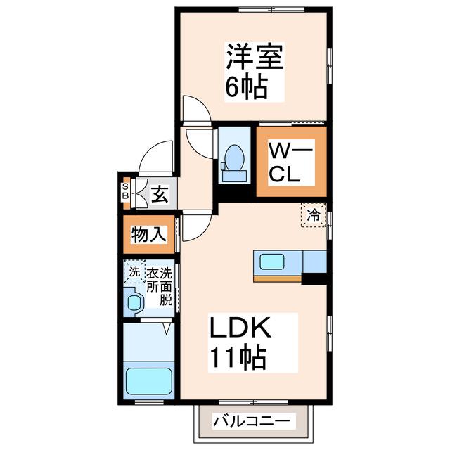 ガウディ高平 A(1LDK/2階)の間取り写真