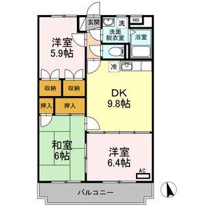 サンライズ駅部田(3DK/3階)の間取り写真