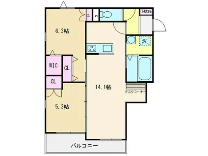 メゾンボヌール(2LDK/2階)の間取り写真