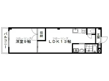 ディックビル(1LDK/4階)の間取り写真