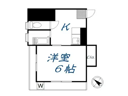 佐藤ビル(1K/2階)の間取り写真