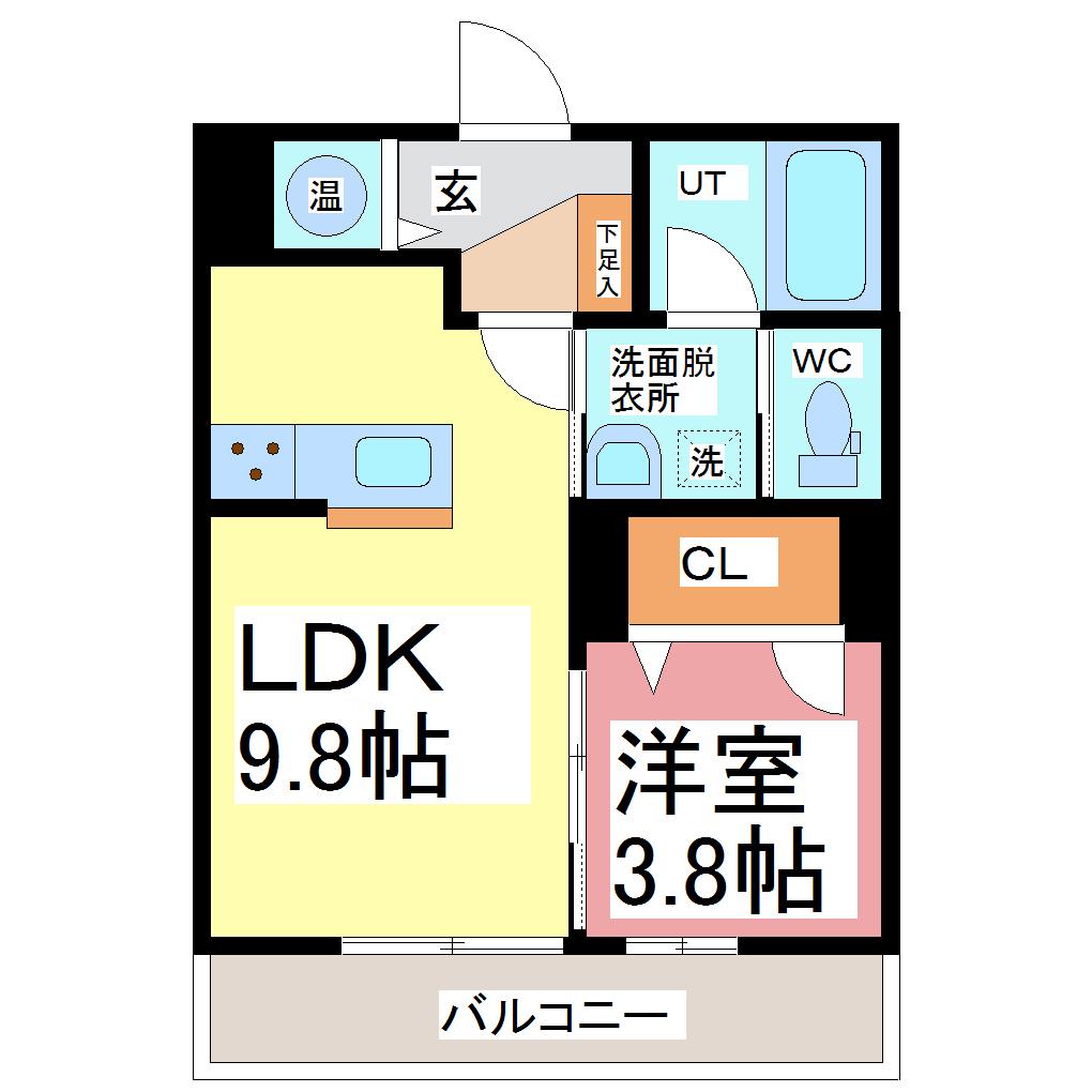 シエル スラン(1LDK/1階)の間取り写真