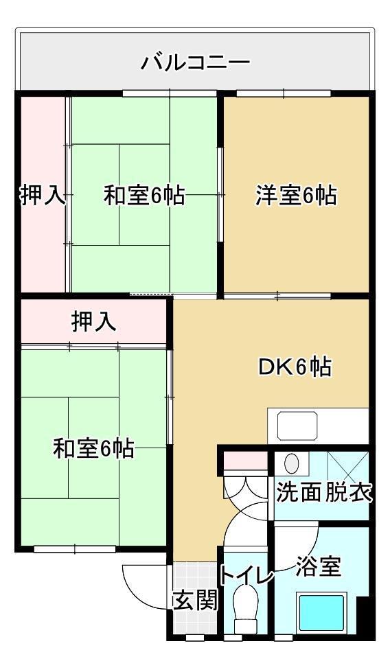 泉ヶ丘スカイハイツ(3DK/6階)の間取り写真