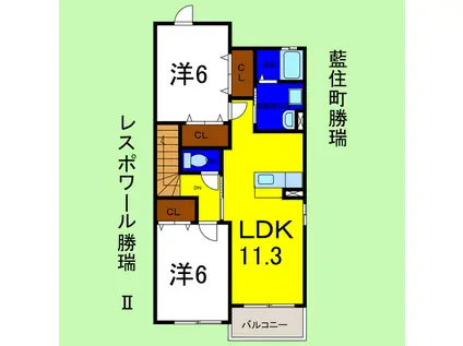 レスポワール勝瑞 II(2LDK/2階)の間取り写真