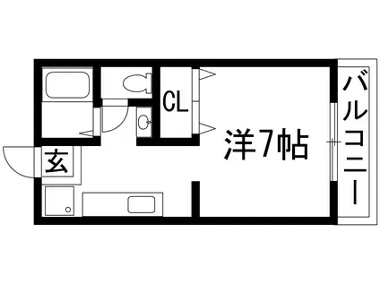 ラ・フォーレ宝塚(ワンルーム/2階)の間取り写真