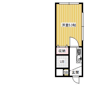 ユーイングハイムK(1K/2階)の間取り写真
