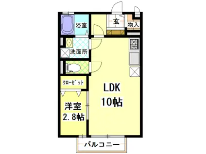 アローネC棟(1LDK/1階)の間取り写真